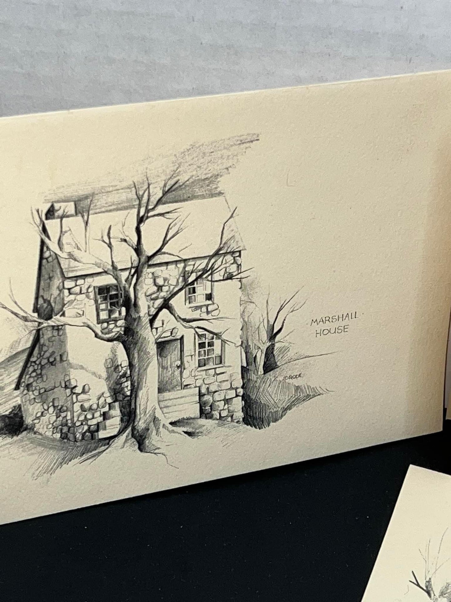 Vintage upper Darby historical society Stationary - 10 unused cards & envelopes landmark sketches