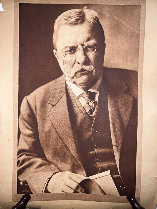 Antique lithograph print president teddy Roosevelt early 1900s poster