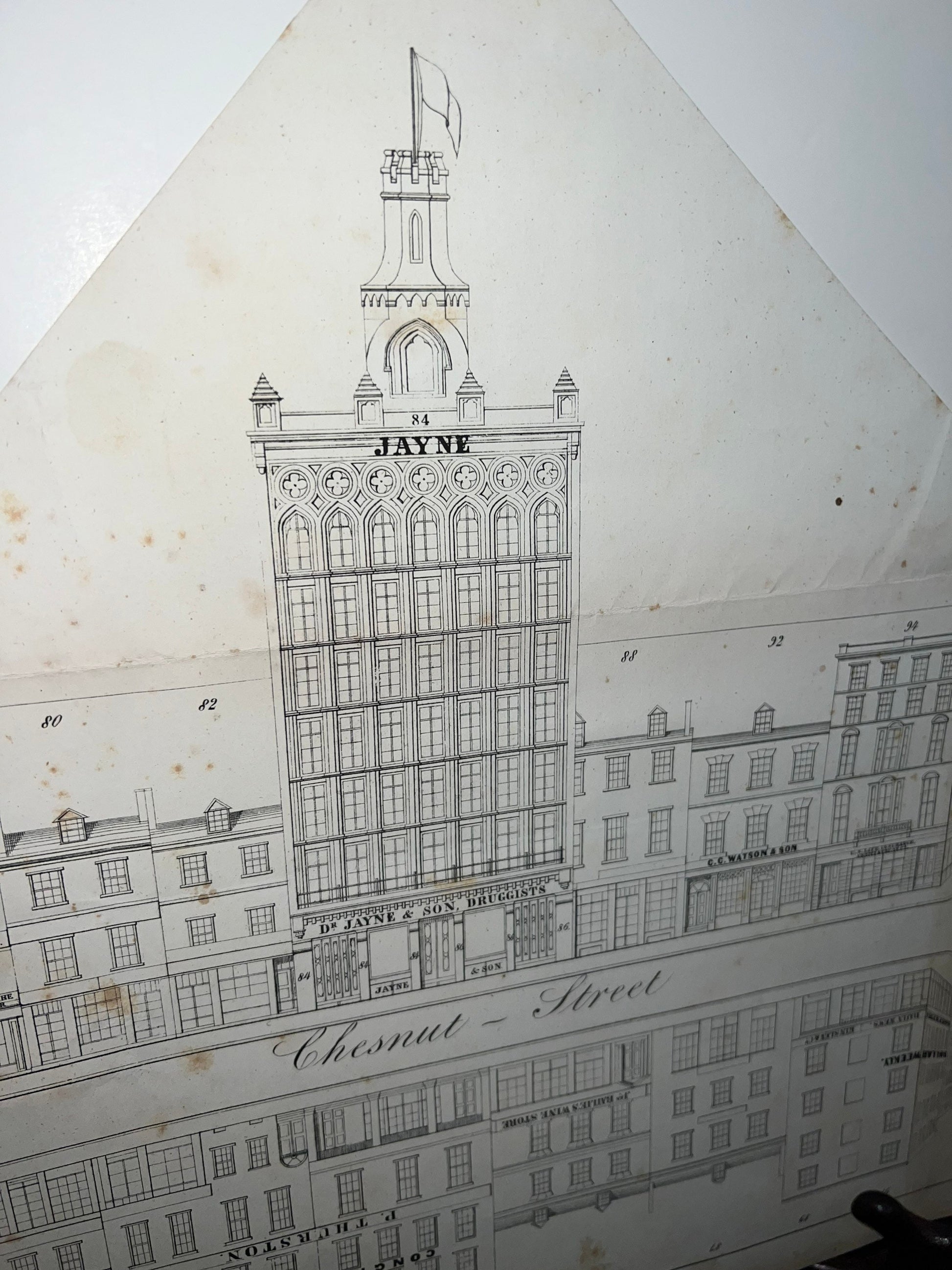 Antique scarce plate engraving chestnut street Philadelphia 1851 st view pre civil war city history
