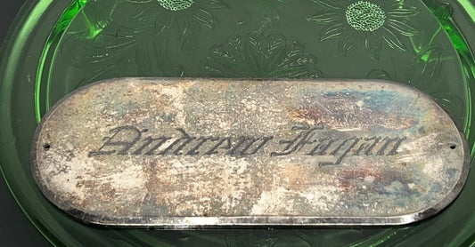 Antique Victorian casket plate plaque Andrew fagan memento mori funeral 1800s