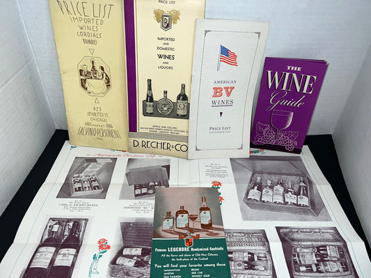 Vintage wine & liquor catalogs imports price lists late 1930s -1940s