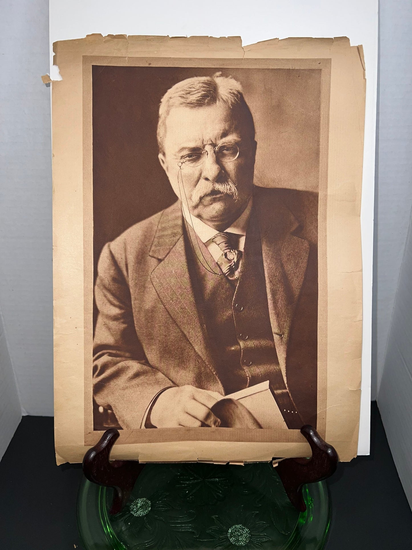 Antique lithograph print president teddy Roosevelt early 1900s poster