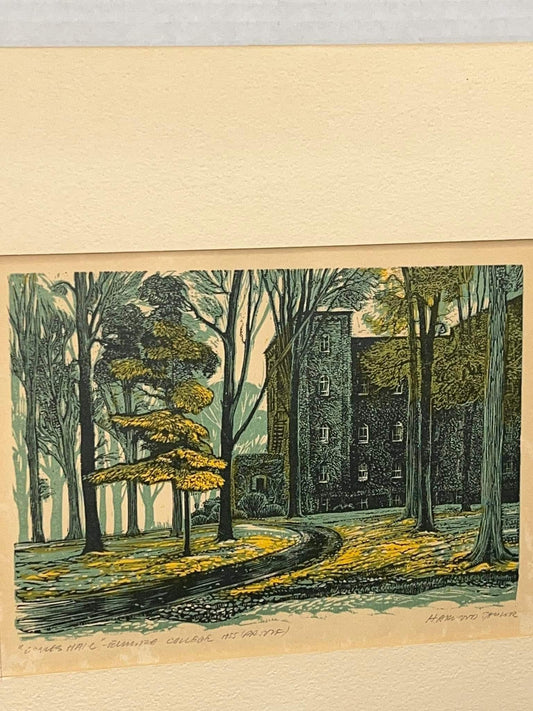 Vintage mid century print proof Coners hall Elmira college - 1955 proof New York