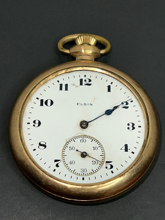 Antique Elgin pocket watch c 1921 parts repair , 23345246 vintage Philadelphia watch case co gf