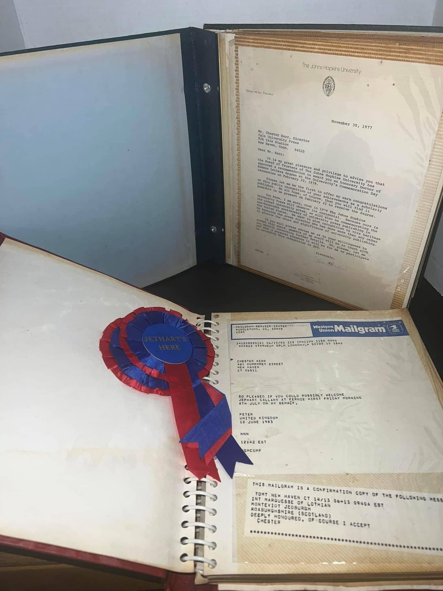 Vintage genealogy document Collection for Mr Chester kerr 1978-1984 John Hopkins , jethart callant’s festival