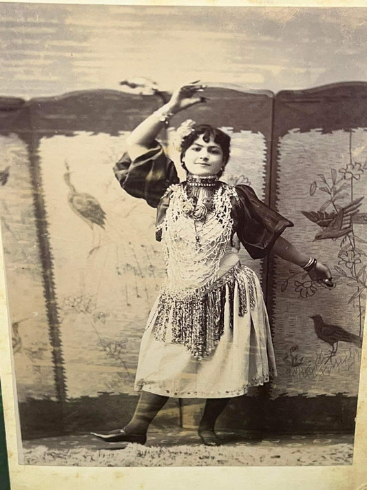 Antique Victorian Circus performer cabinet photo Mary bayrooty the great and only Mary queen of the oriental dancers and whirling derwish