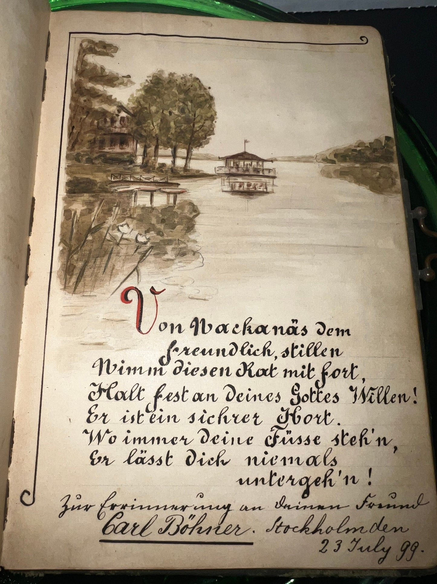 Antique Victorian handwritten poetry album gorgeous watercolors German English amazing