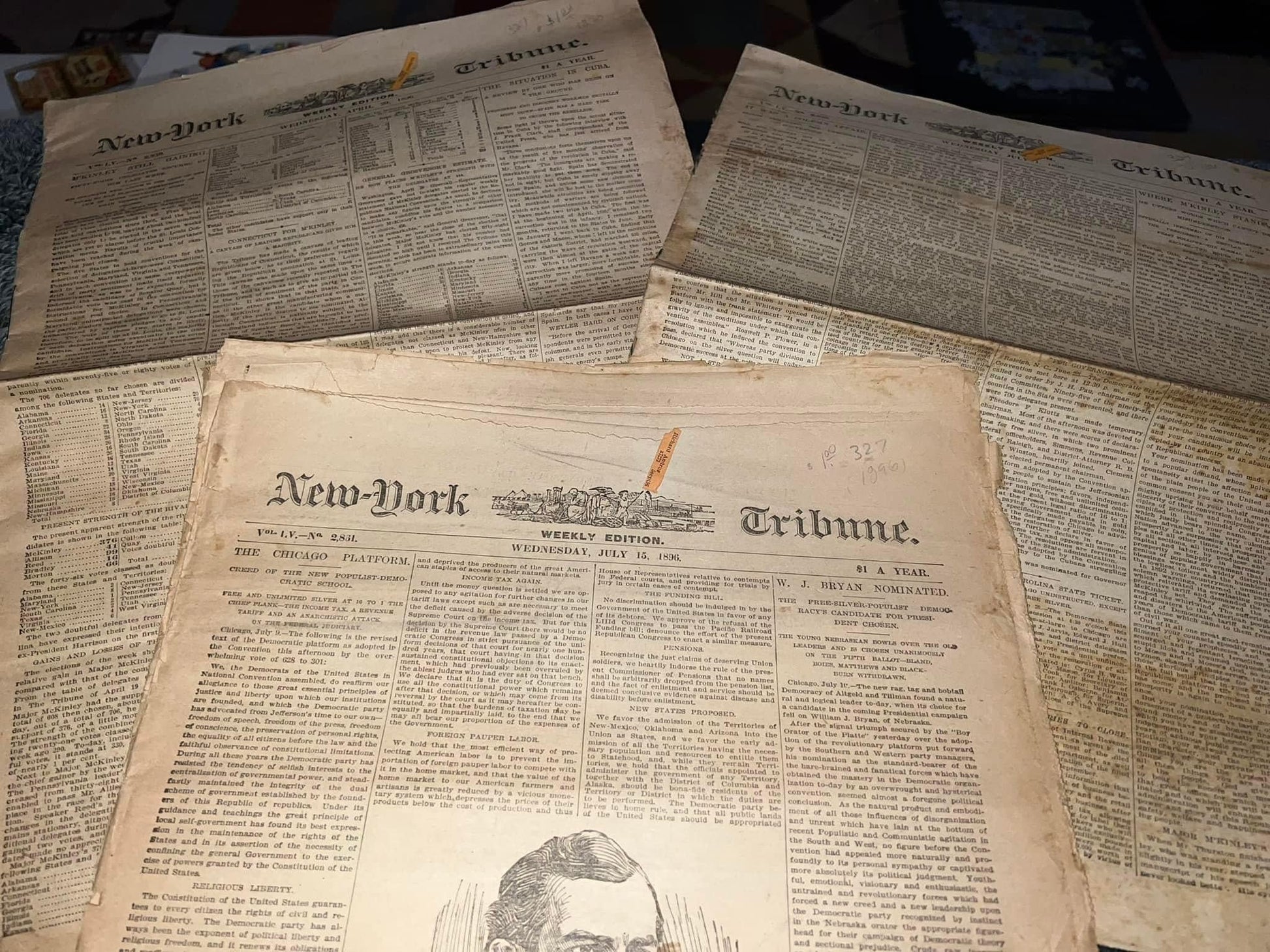 Antique Victorian 1896 new York tribune newspapers early advertising