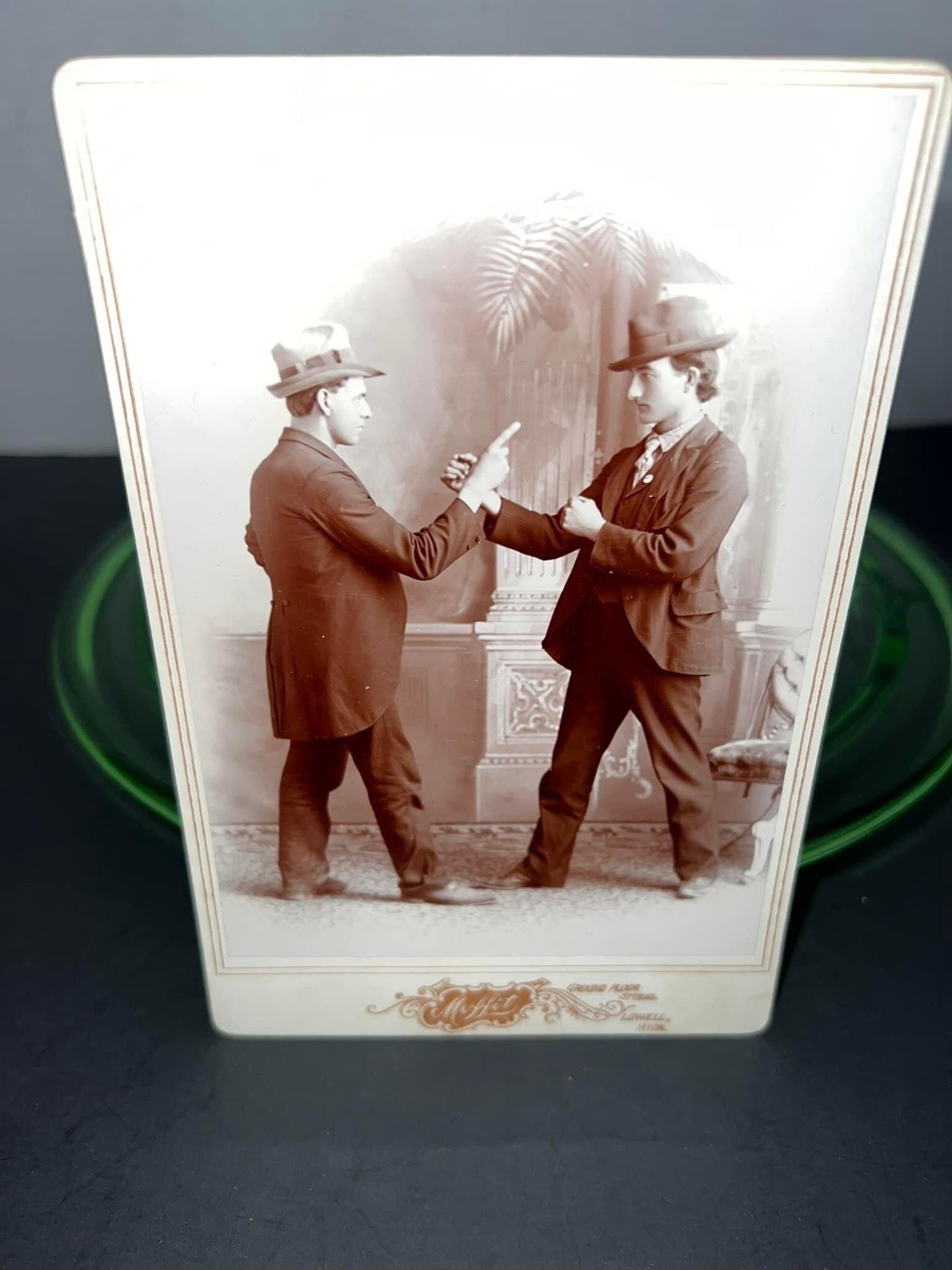 Antique Victorian Cabinet photo Staged fight By - moffit - Lowell Michigan