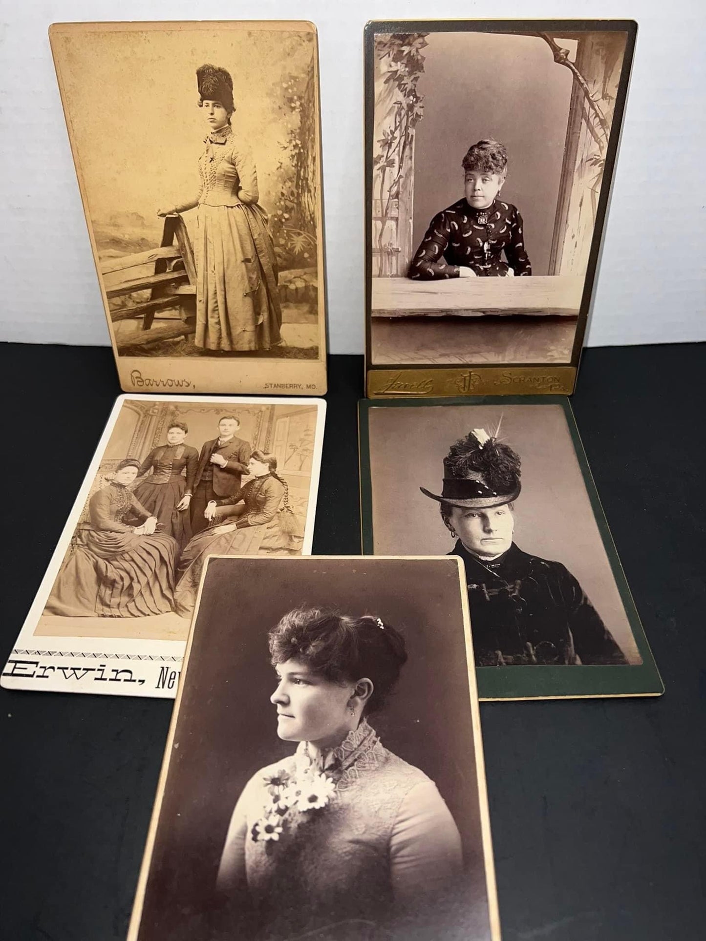 Antique Victorian photography 4 lovely ladies cabinet photos 1880s