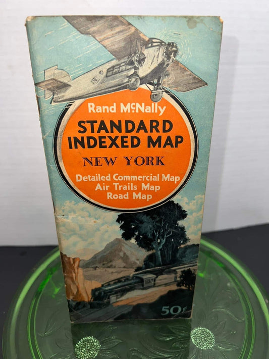 1930 scarce booklet Standard indexed map - New York - detailed commercial - air trails - road map Eagle rock Alexander aircraft