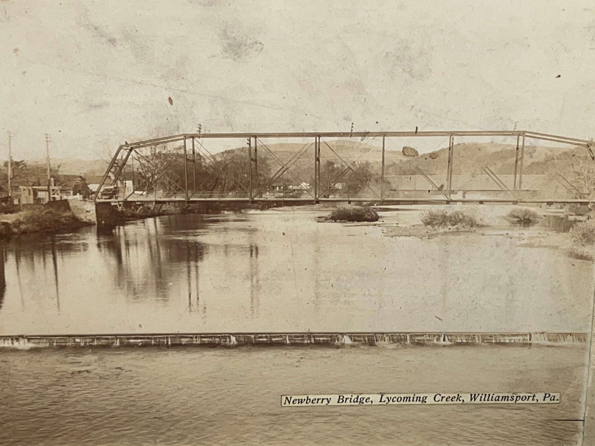 Antique historical photo newberry bridge lycoming creek , Williamsport pa 1880s