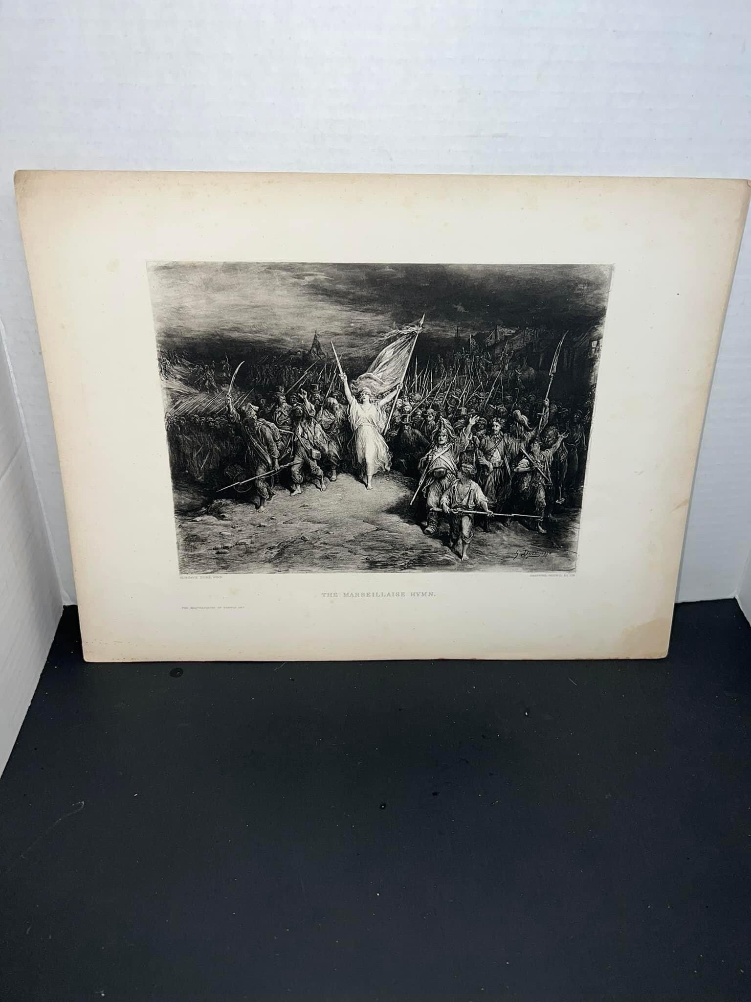 Antique 1870–1880s Gustave dore print Gravure The Marseillaise hymn French