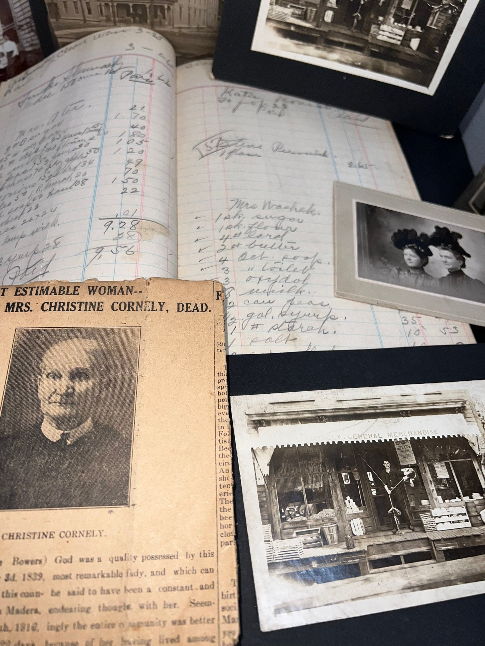 Antique handwritten ledgers & photos cornely family clearfield Pennsylvania 1920s huge lot general store genealogy