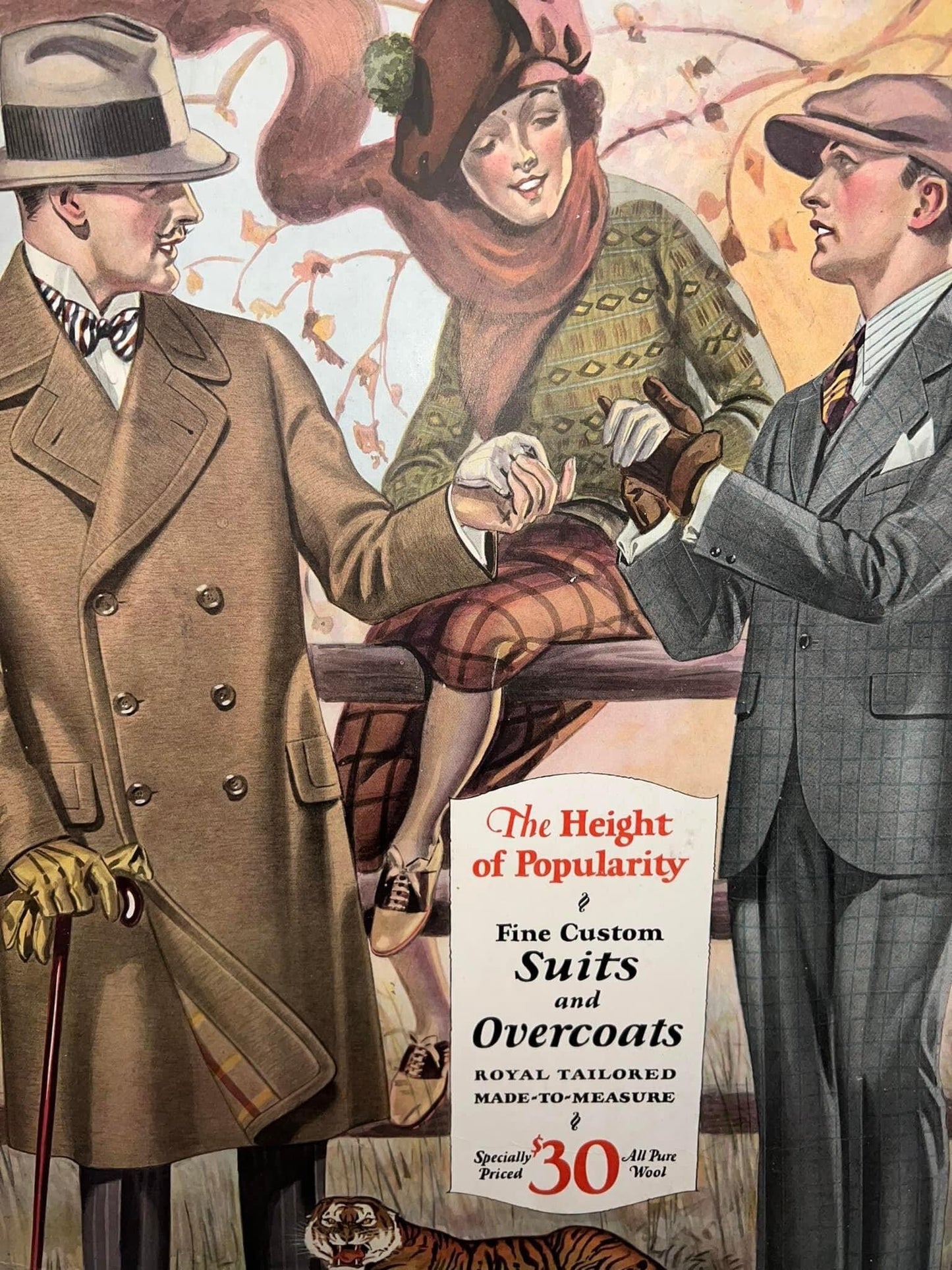 Antique gorgeous art deco era advertising Cardstock window display The royal tailors sign 1920s men’s fashion