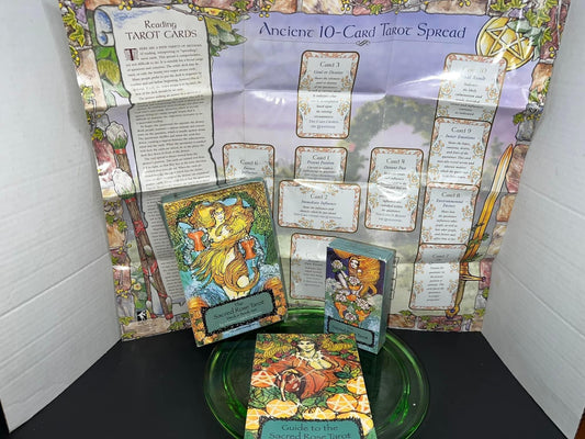 1999 The sacred rose tarot guide book cards poster set occult spiritual
