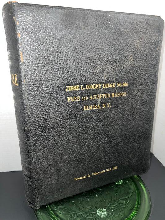 Antique Large Masonic bible Jesse l Cooley lodge No.966 Elmira New York Holman edition