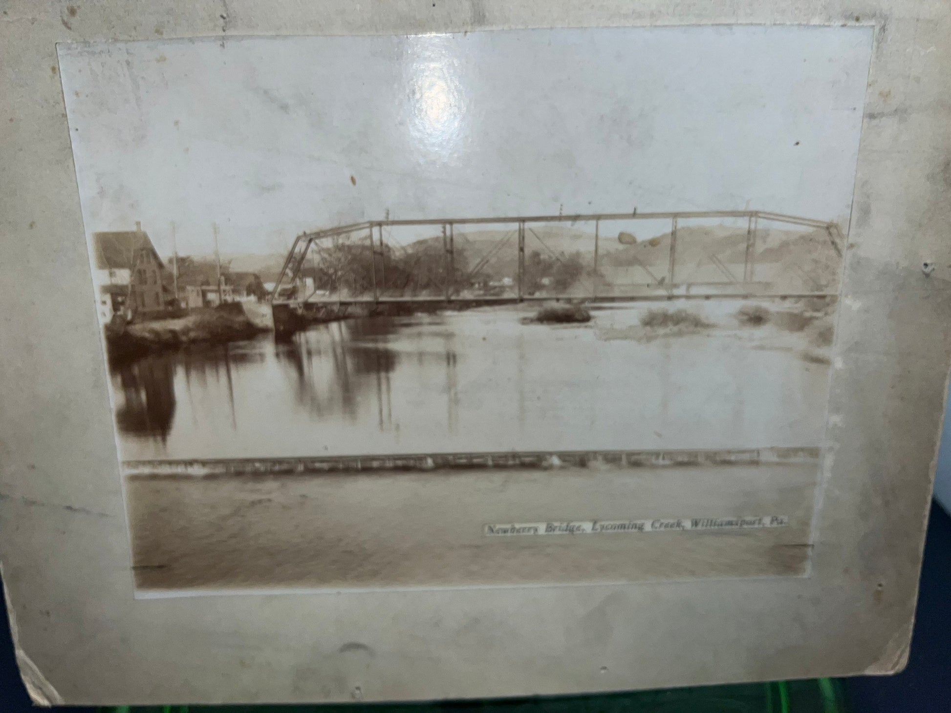 Antique historical photo newberry bridge lycoming creek , Williamsport pa 1880s