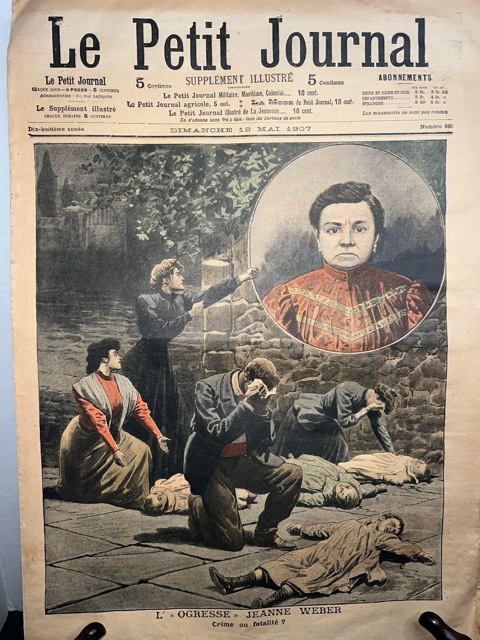Antique 1907 child serial killer jeanne Weber French la petit journal early magazine true crime