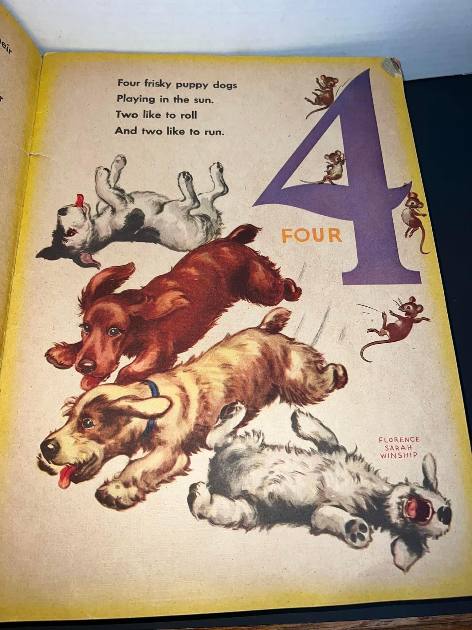 Vintage 1944 children’s book Great illustrations bold colors for art junk journal