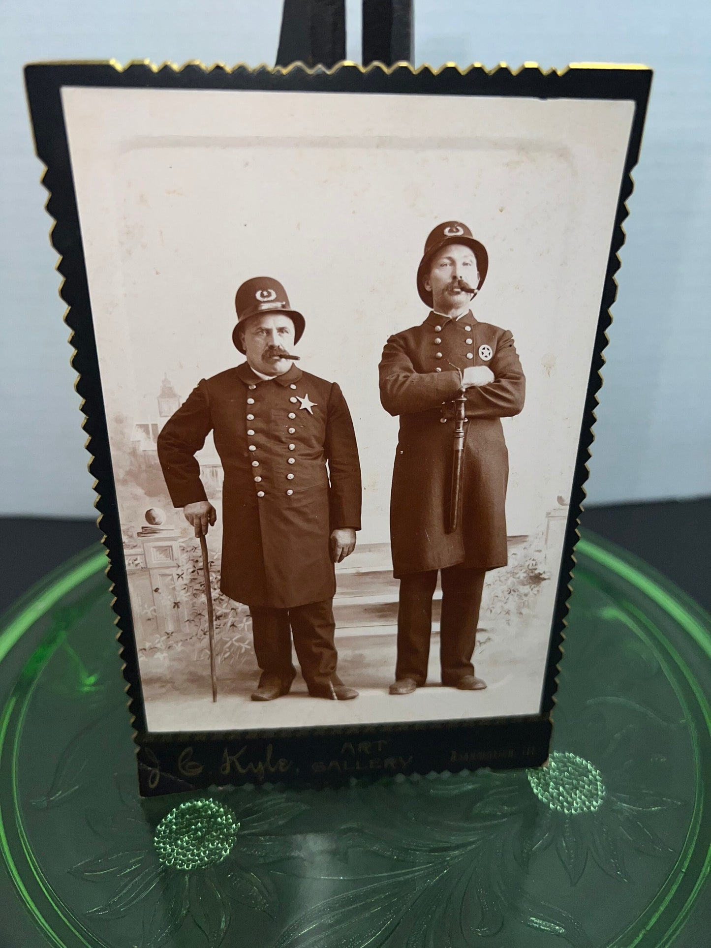 Antique Victorian cabinet photo occupational 2 police officer’s assumption Illinois 1890s