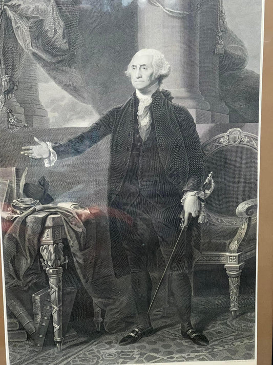 Antique pre civil war general George Washington engraving Scarce engraver John Chorley Boston 1797 1820s large
