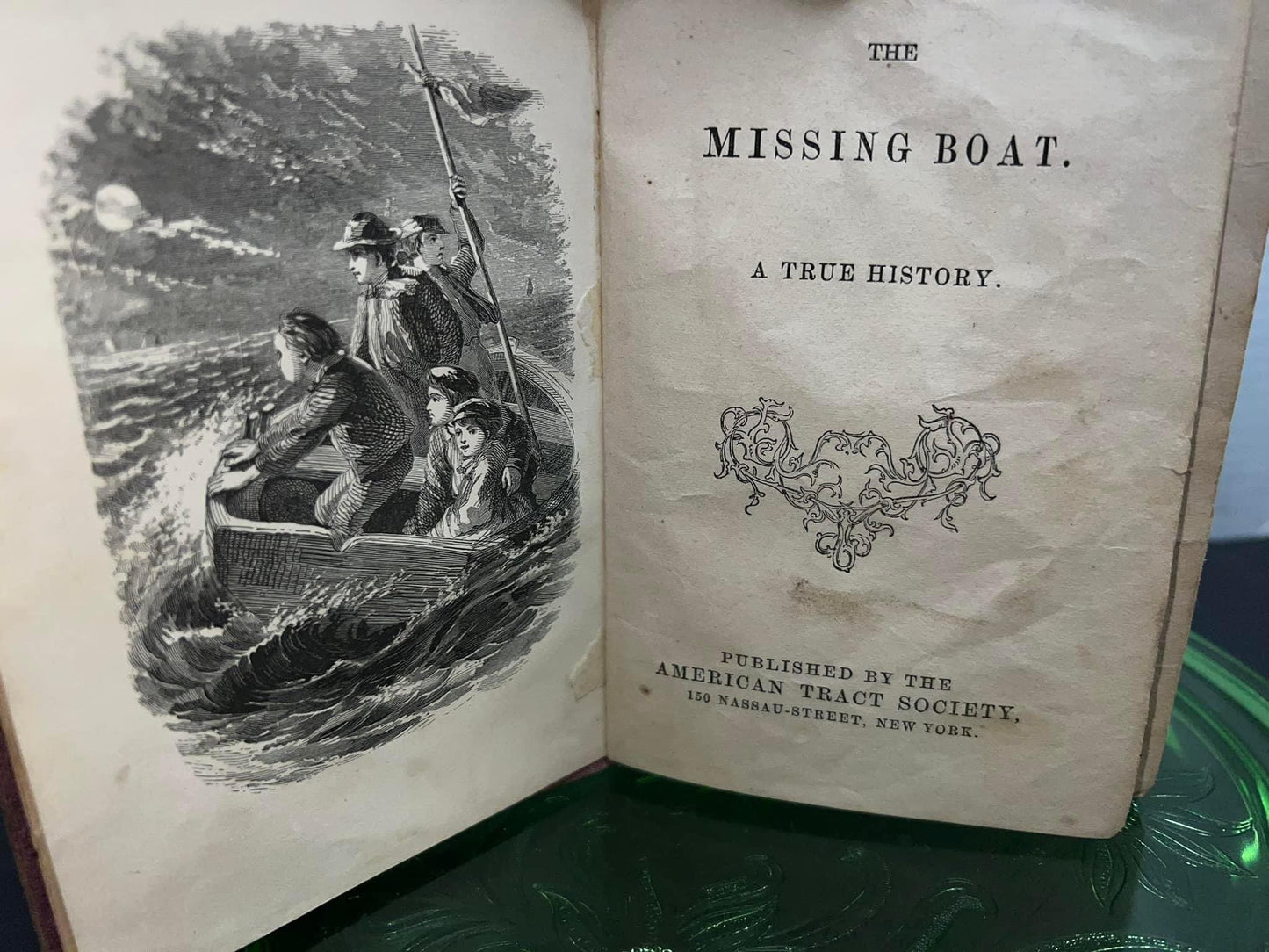 Antique children’s book The missing boat — a true history 1850-1860– American tract society