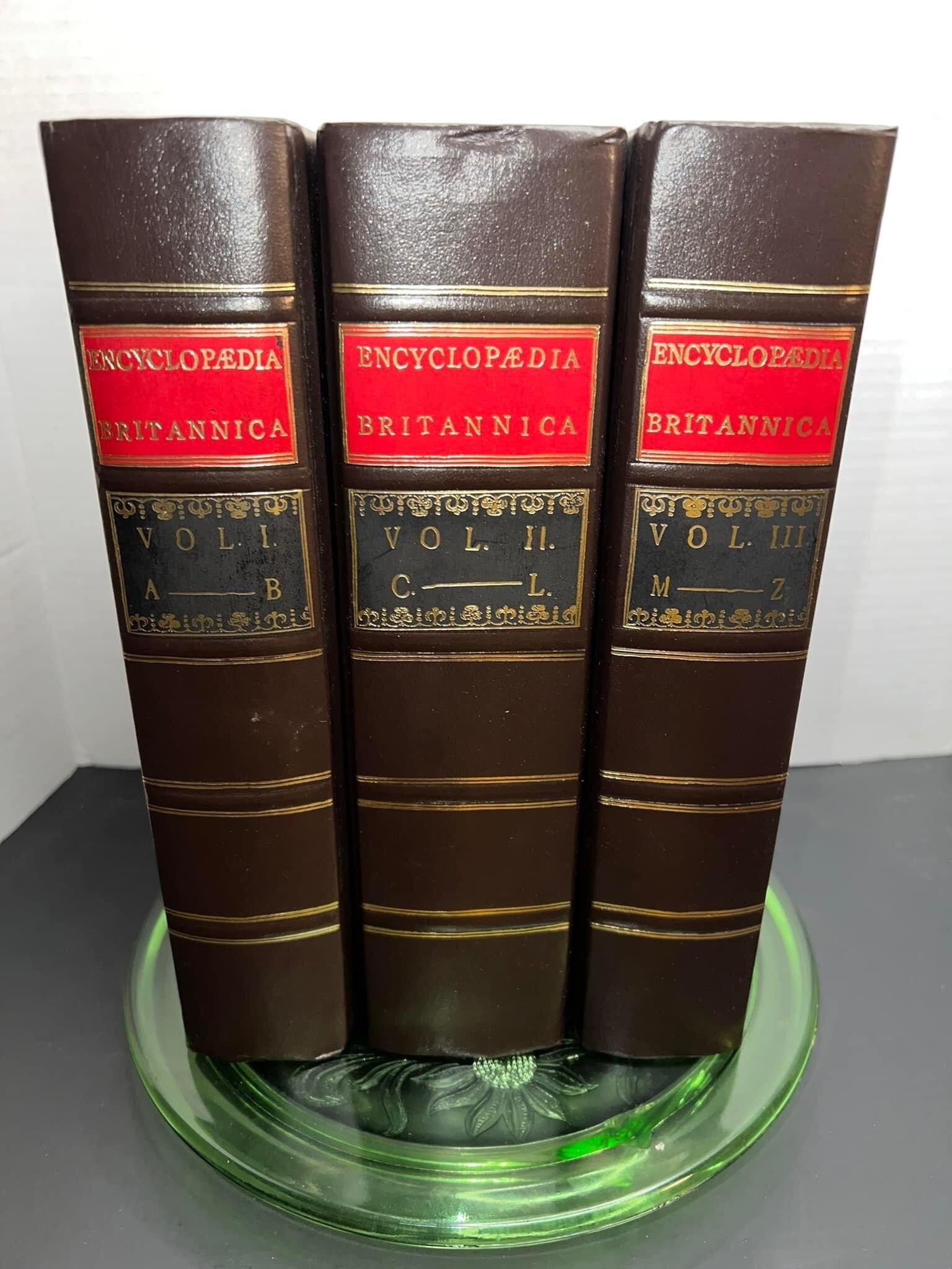 Vintage 1979 facsimile Encyclopedia Britannica—-1768-1771 3 leather bounds volumes illustrated
