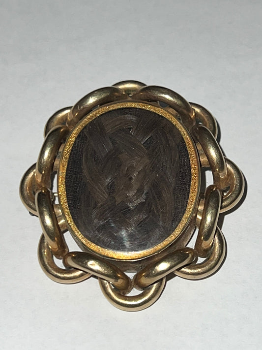 Antique Victorian Edwardian mourning brooch mourning hair art 1890-1900 tintype