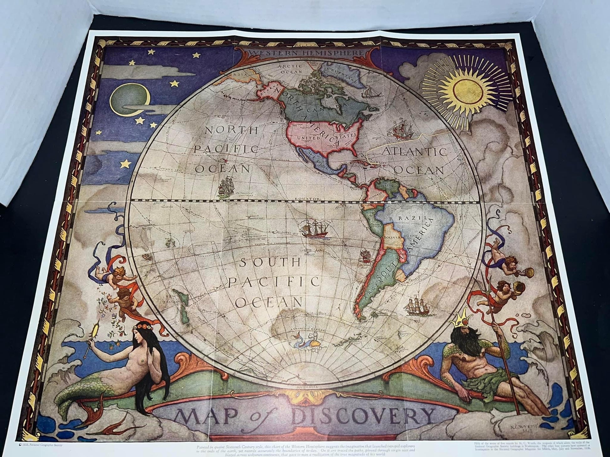 Antique Art deco 1928 — NC Wyeth Map of discovery