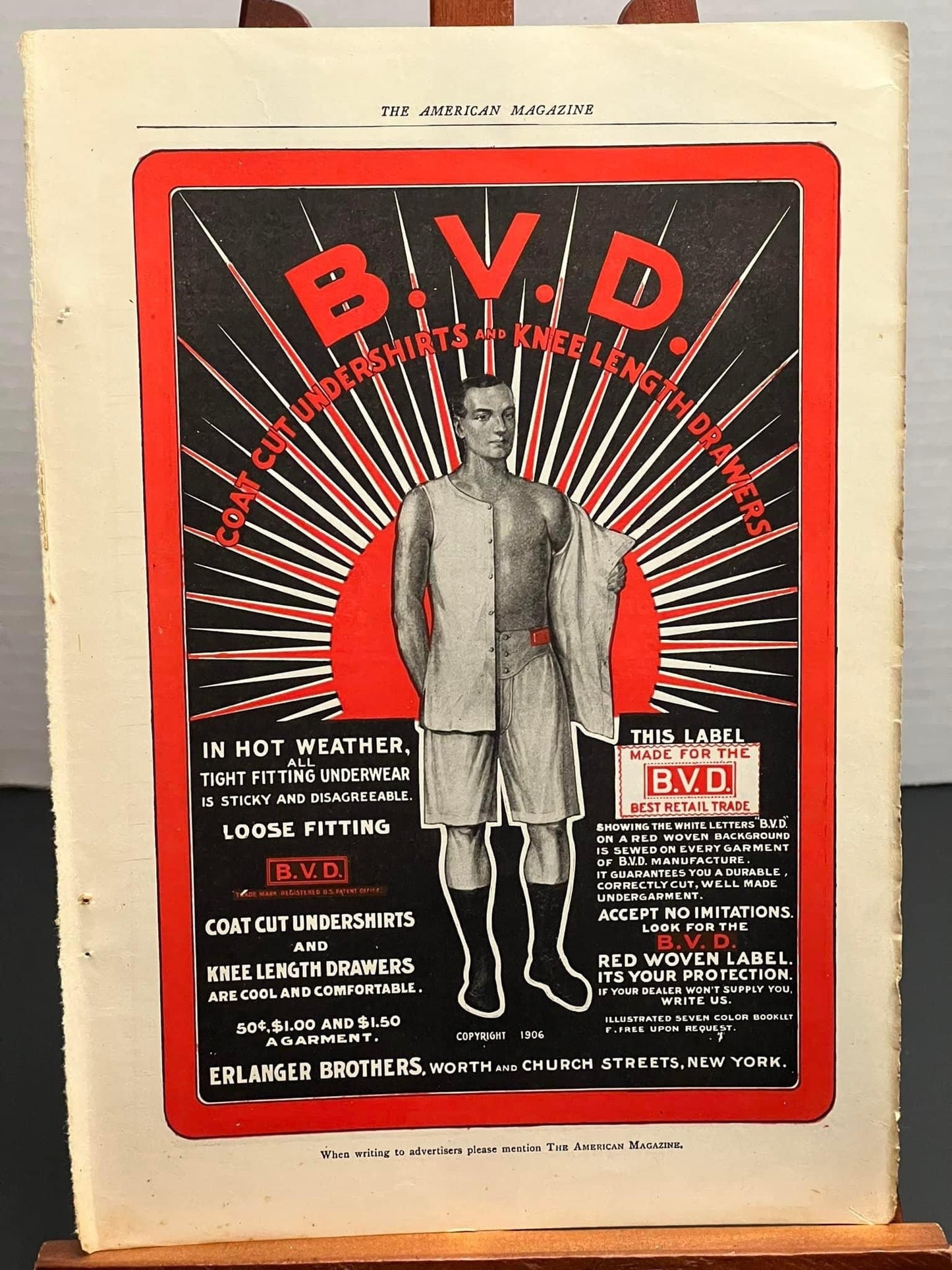 Antique art nouveau early 1900s bvd advertising print ad Art