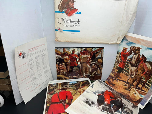 Vintage advertising 1950s - salesman sample kit Northwest paper company — cloquet Minnesota All Mountie themed