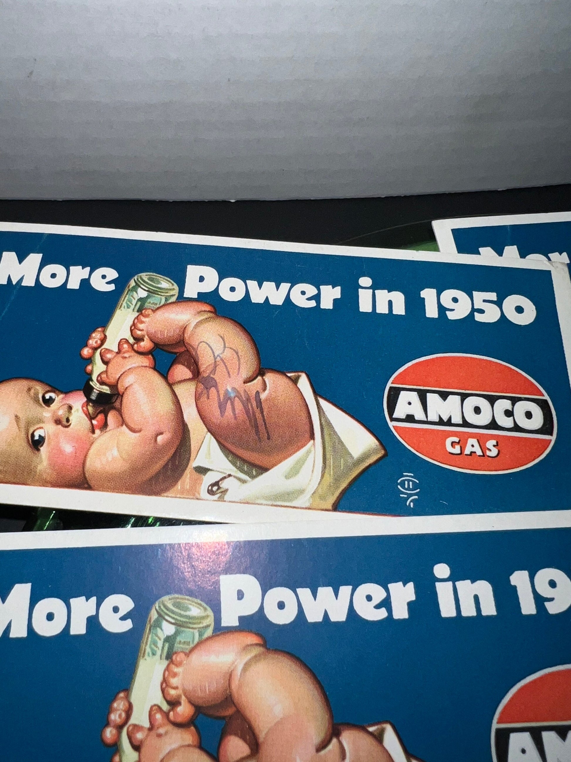 Vintage 1950 Amoco gas advertisement blotters More power in 1950 gas & oil advertising