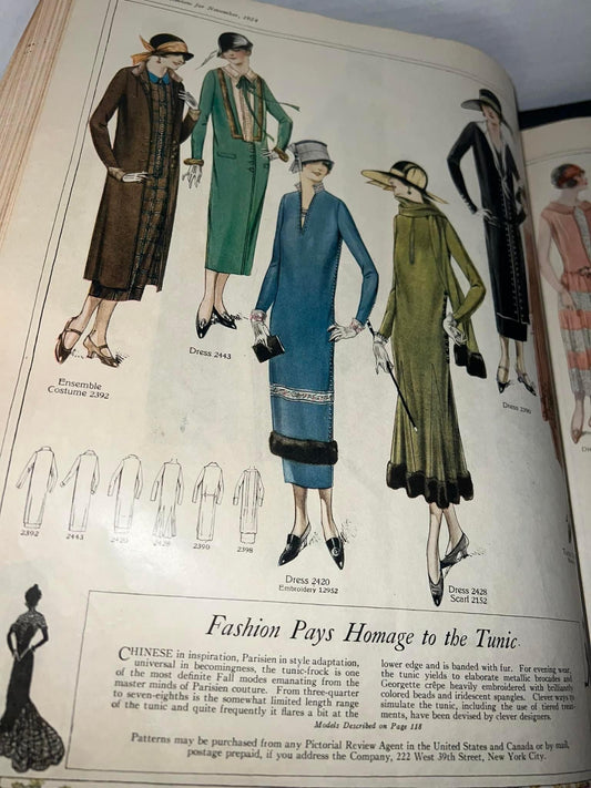 Antique Art deco 1924– women’s fashion Pictorial review magazine gorgeous dresses flapper girl junk journal
