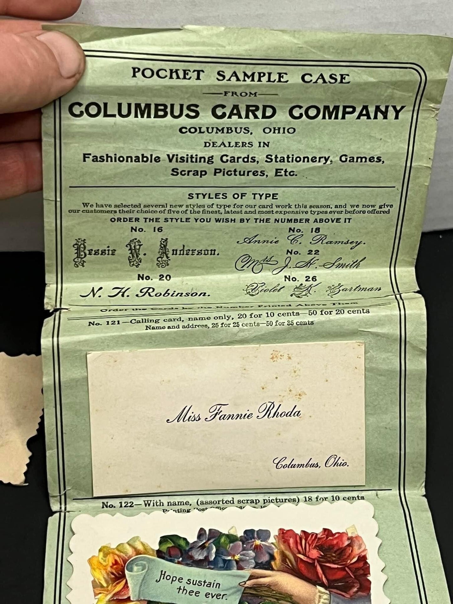 Antique Victorian calling card sampler 1880-1890 Columbus card co - Ohio salesman sample