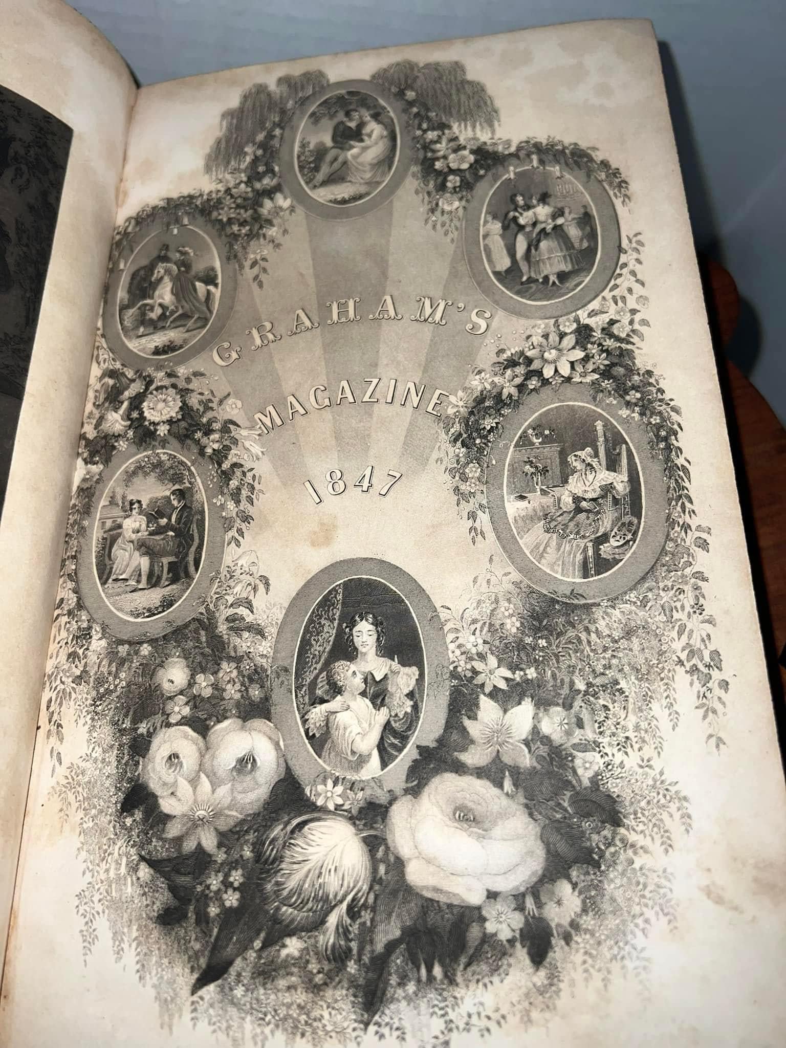 Antique Victorian 1847 - graham’s magazine - complete stories poetry women’s fashion plates