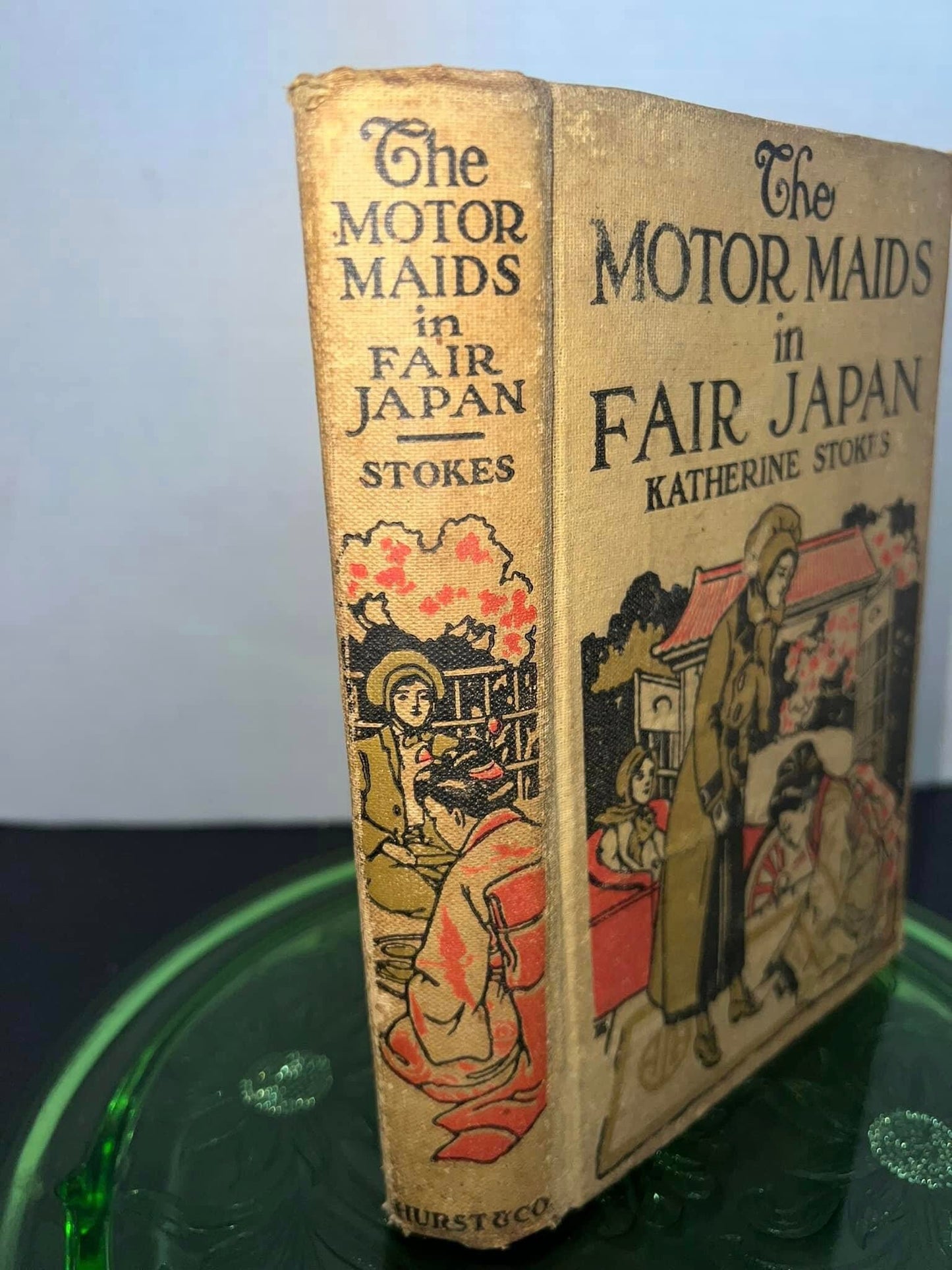 Antique 1913 The motor maids in fair Japan Great decorated cover/spine
