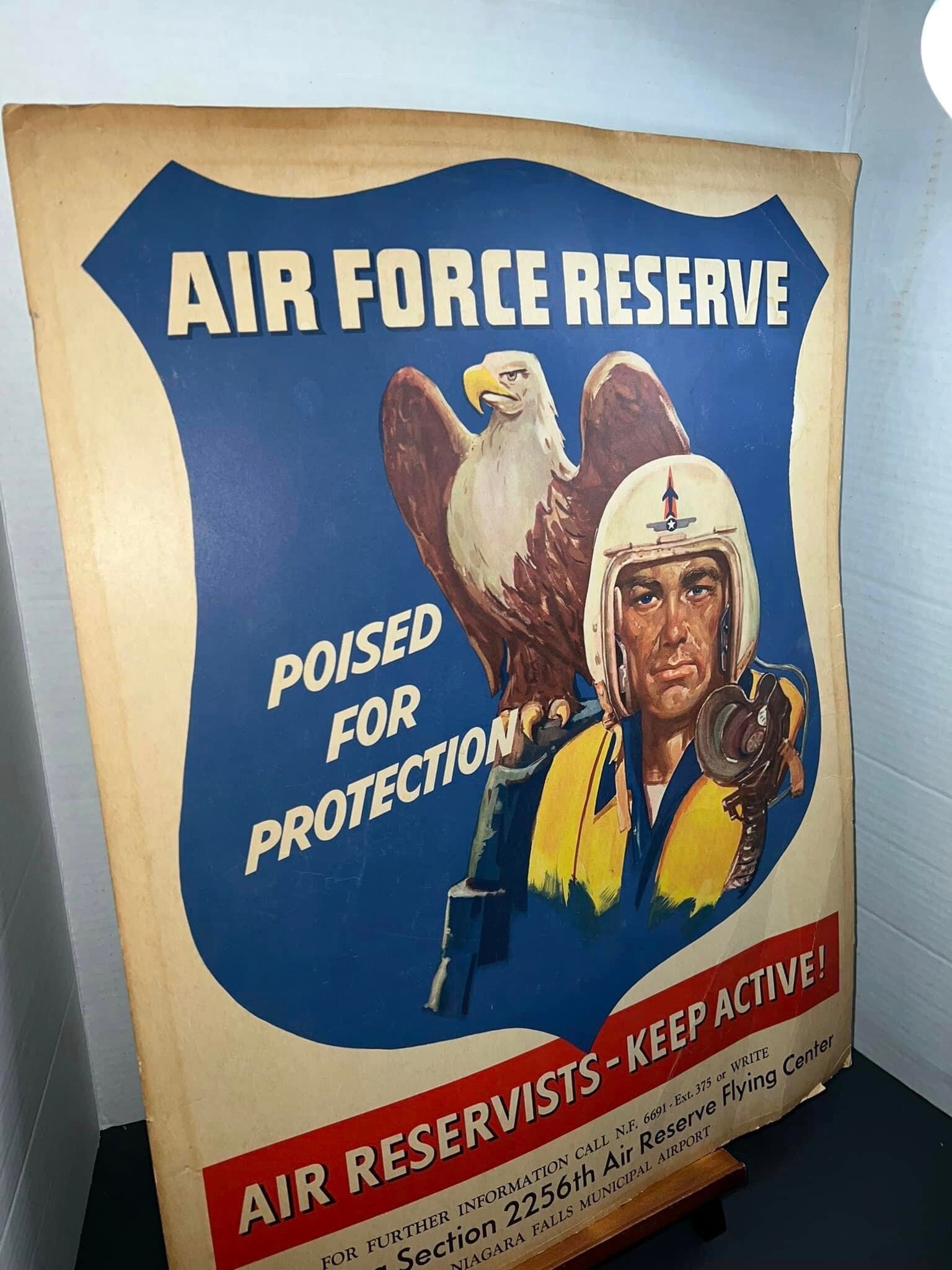 Vintage 1950s Air Force cardstock Air Force reserve advertising Niagara Falls New York military army post ww2