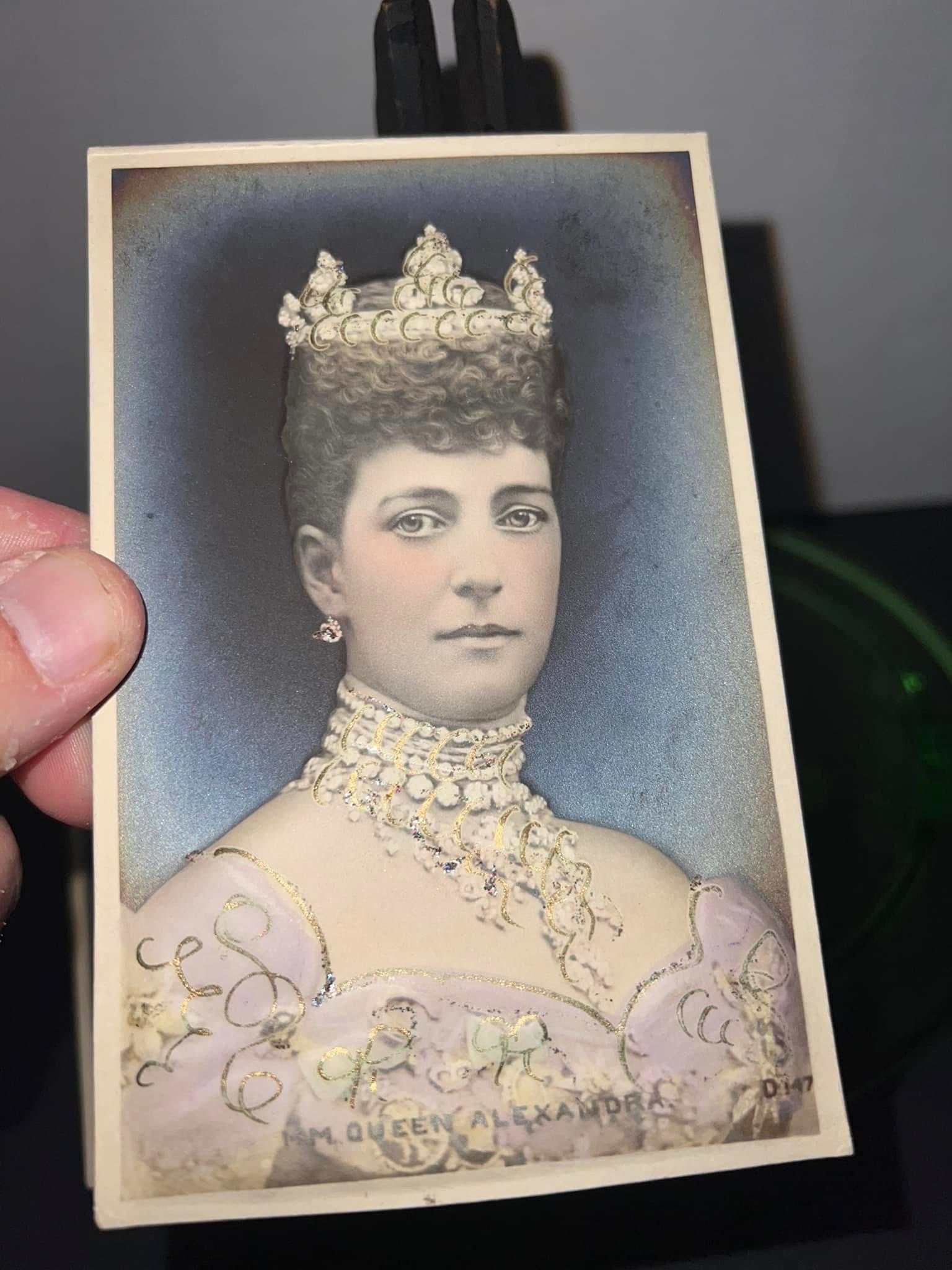 Antique royalty postcards Queen Alexandria & king Edward high embossed 1900s