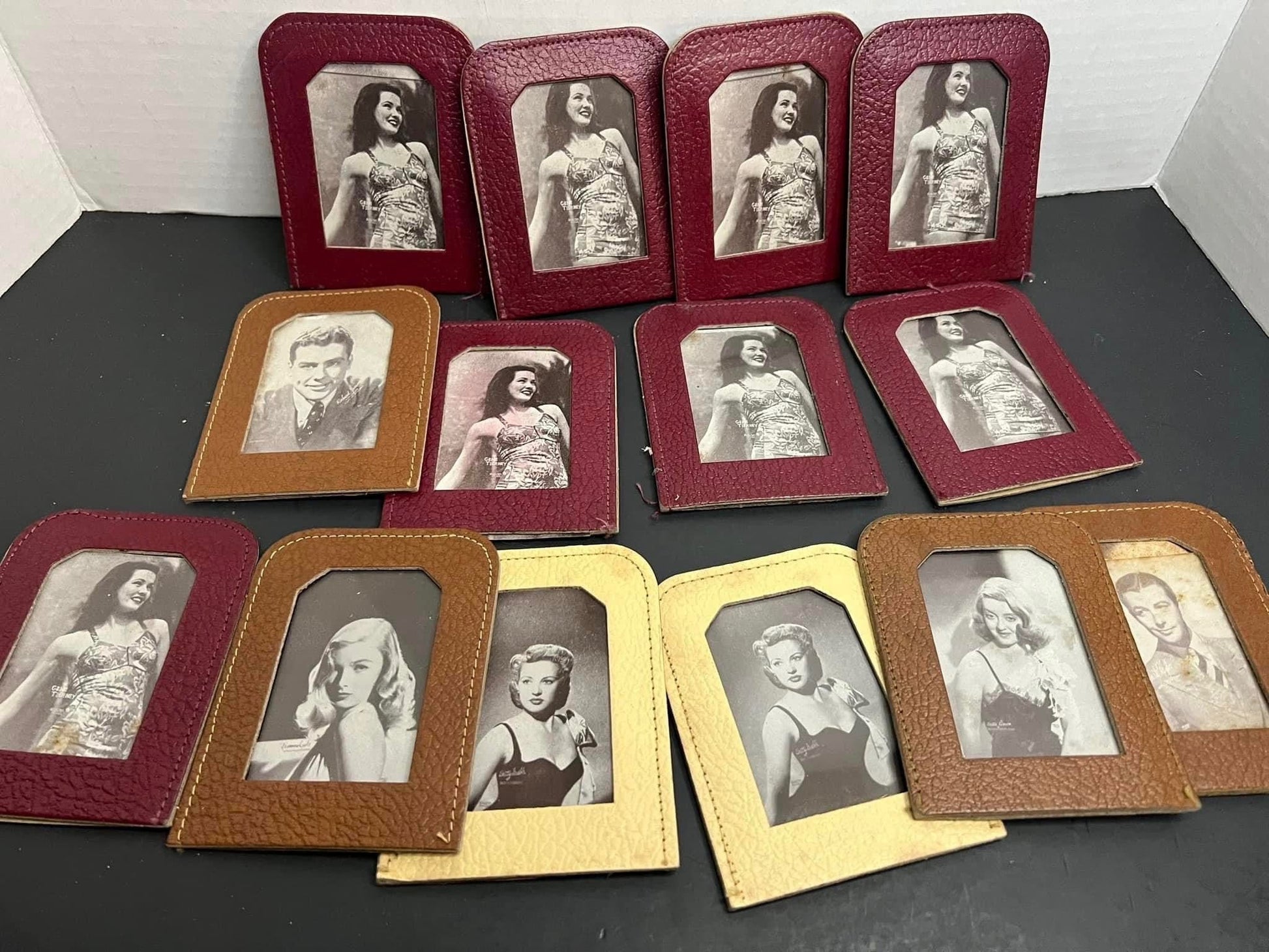Vintage photos 1940s - new old stock Leather picture holders 14 total