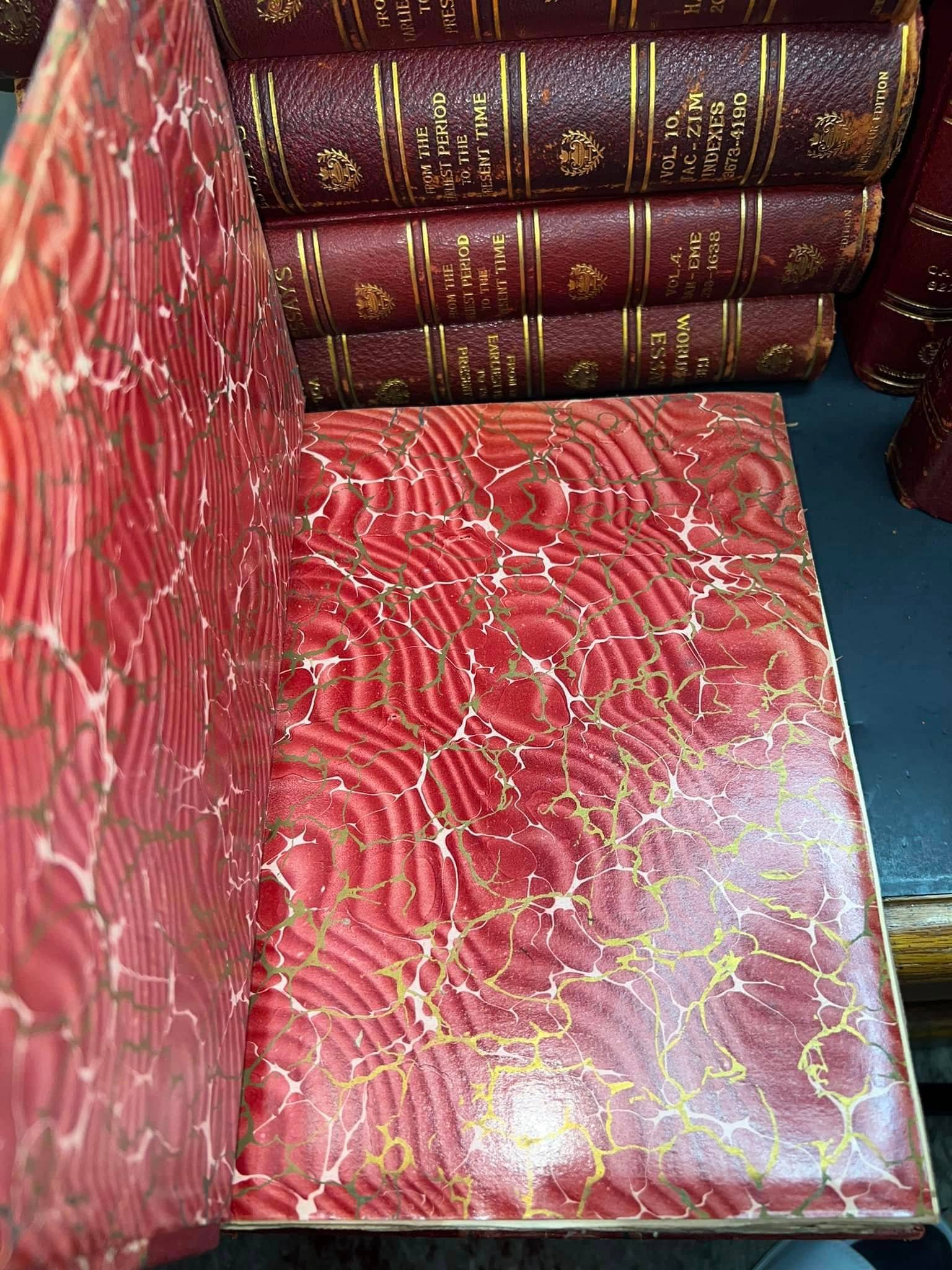 Antique books 1900 The worlds best essays 10 volume set - signed limited edition gorgeous red leather fine binding