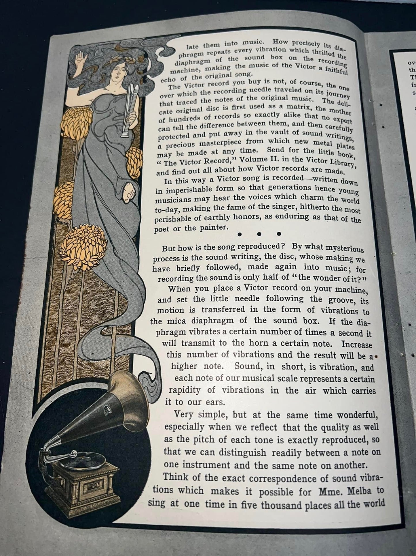 Antique Gorgeous art nouveau advertising 1900s — victor talking machine print ad Greek mythology