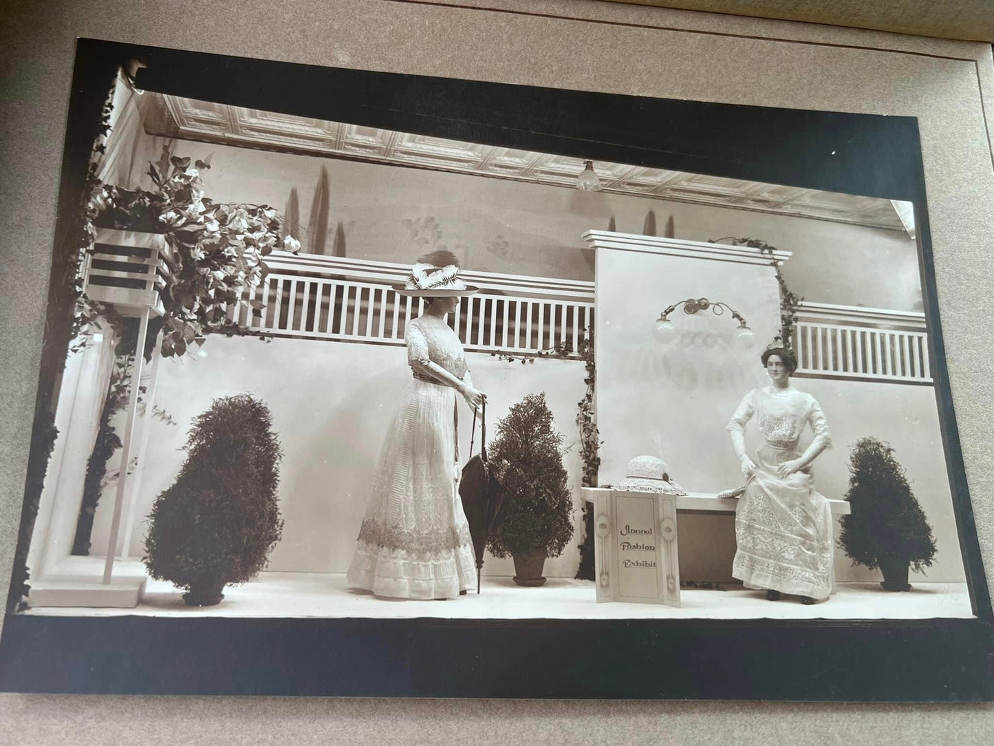 Antique photos 1912 fashion advertising retail display women’s dresses millinery