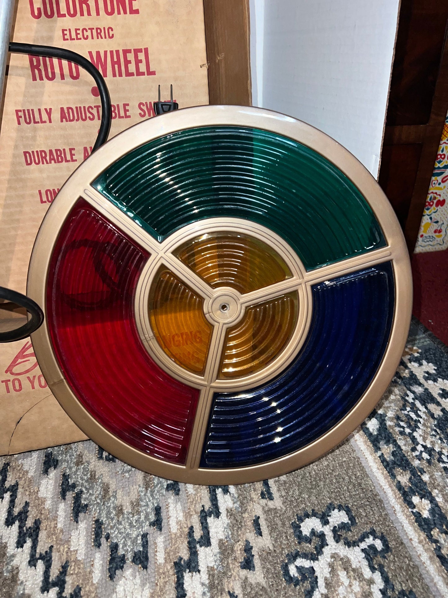 Vintage Christmas mid century color roto wheel color tone outdoor 1950s lawn decoration working kitschy Christmas