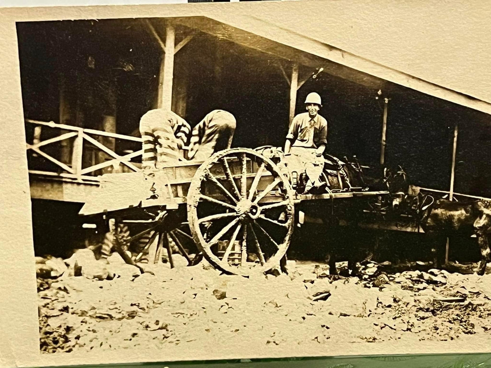 Antique photo rppc prison workers unloading wagon meadville Pennsylvania 1900s