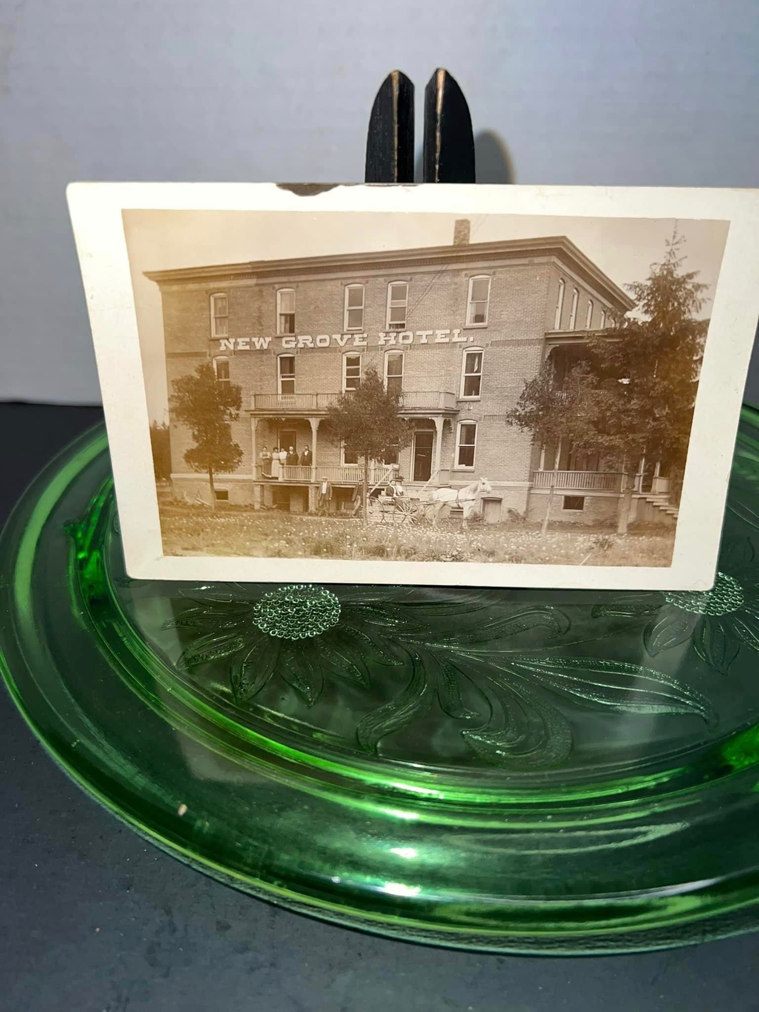 Antique photo rppc 1900s occupational New grove hotel Ithaca New York area early town view