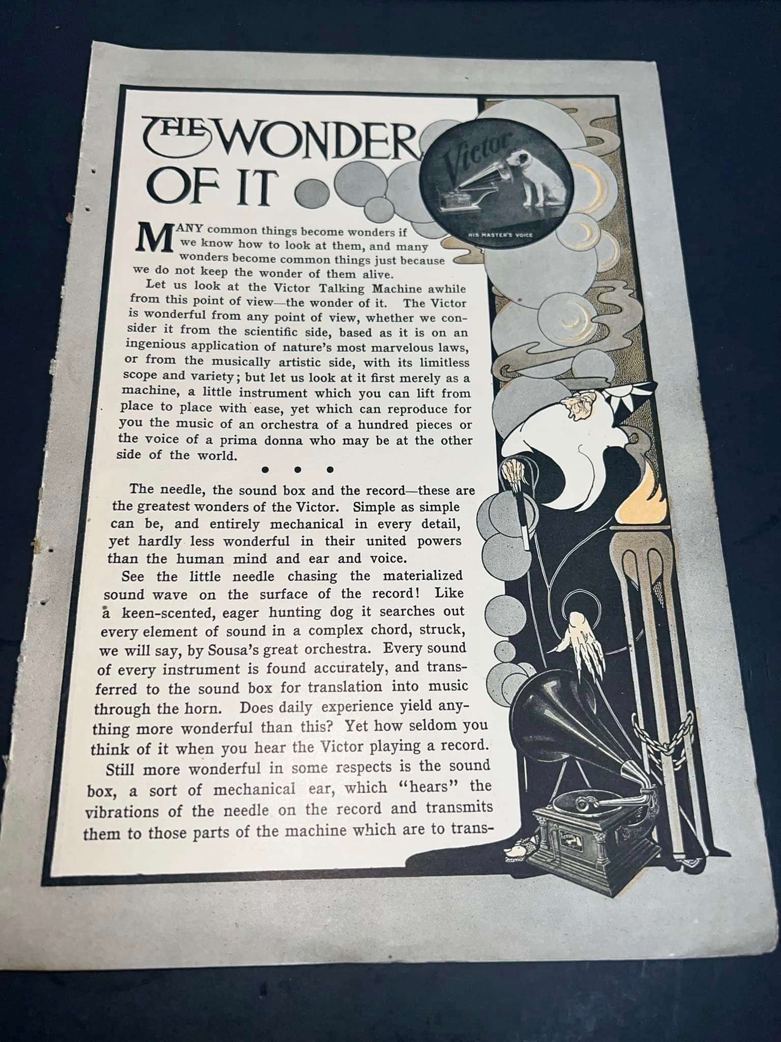 Antique Gorgeous art nouveau advertising 1900s — victor talking machine print ad Greek mythology