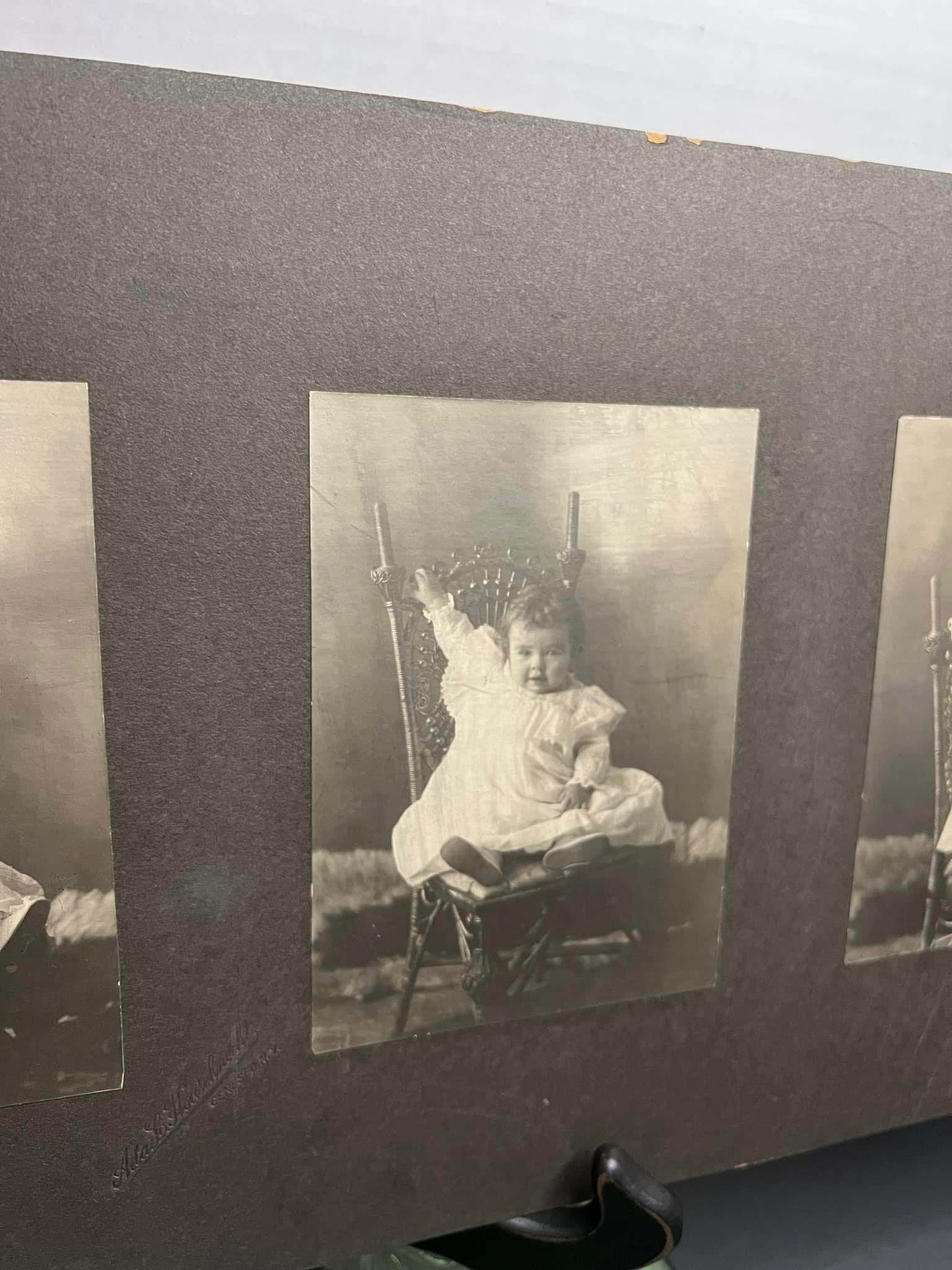 Antique Victorian photo little girl 4 different poses 21in long 1890-1900s