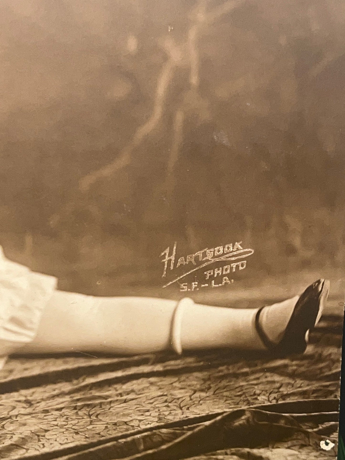 Antique photo art nouveau woman actress doing split 1910s Los Angeles
