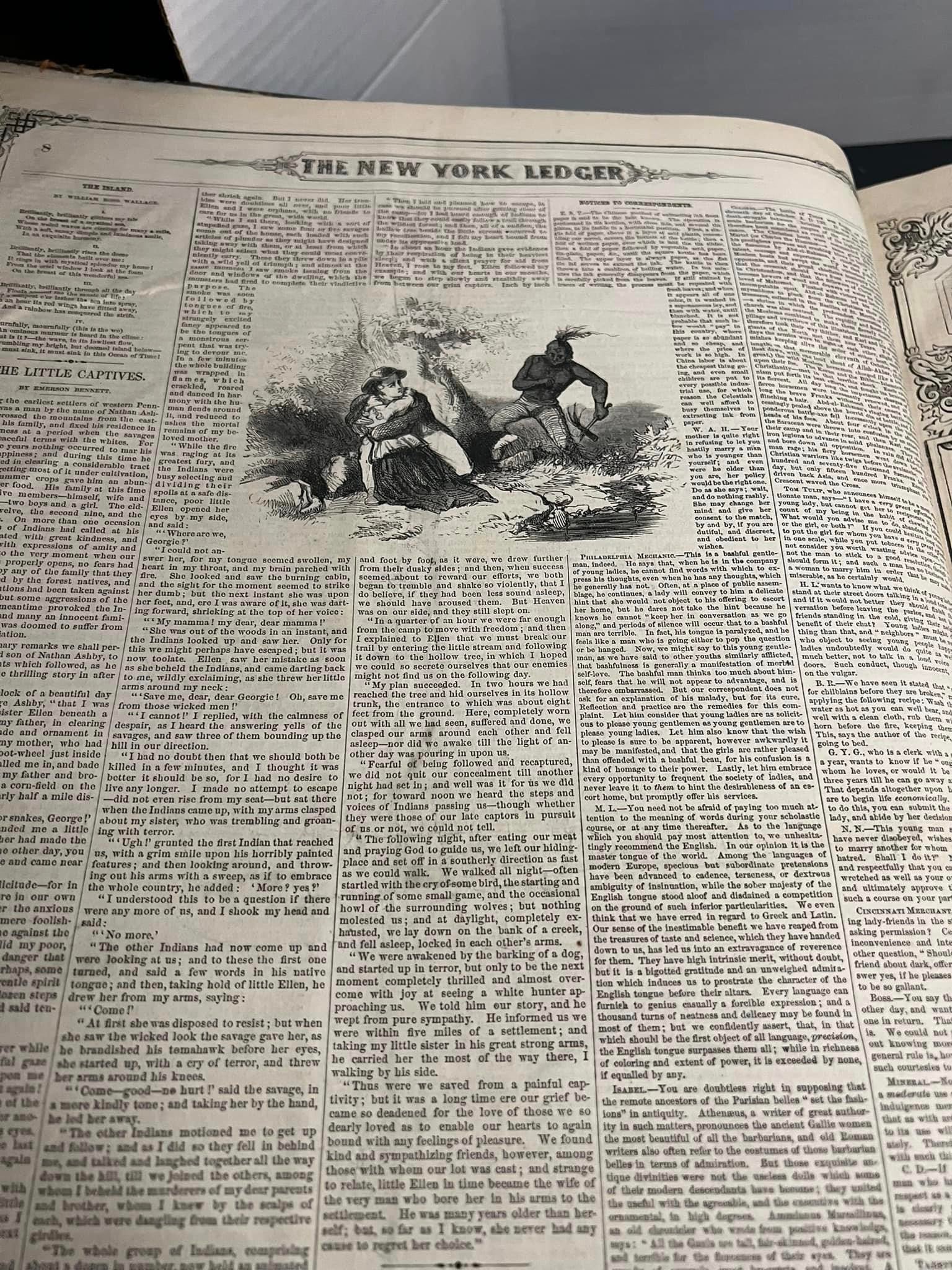 Antique 1861– civil war era —year bound The New York ledger Massive 21 x 14 history magazine illustrated